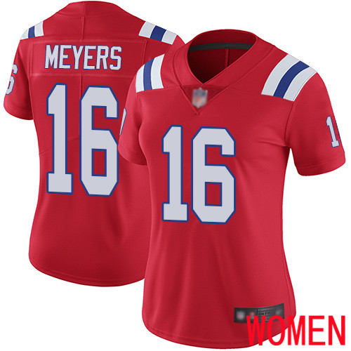 New England Patriots Football 16 Vapor Limited Red Women Jakobi Meyers Alternate NFL Jersey